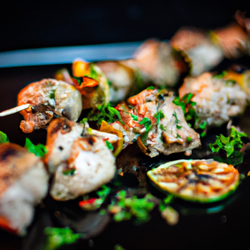 Brochettes de poulet mariné au citron vert et à la coriandre