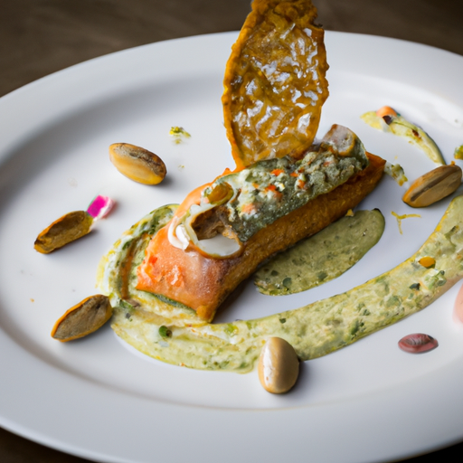 Étoile de saumon en croûte de pistaches et crème de fenouil