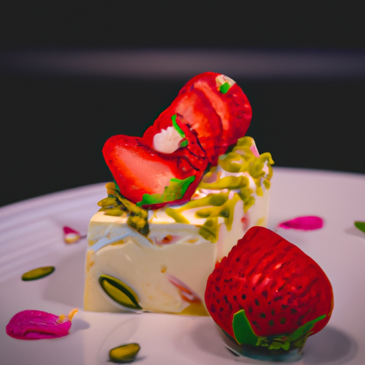 Carrés aux fraises et à la pistache
