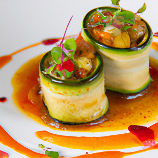 Roulés de courgettes farcies aux lentilles et tomates confites