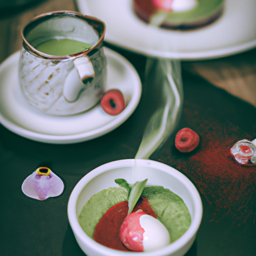 Crème brûlée au thé matcha et aux framboises fraîches