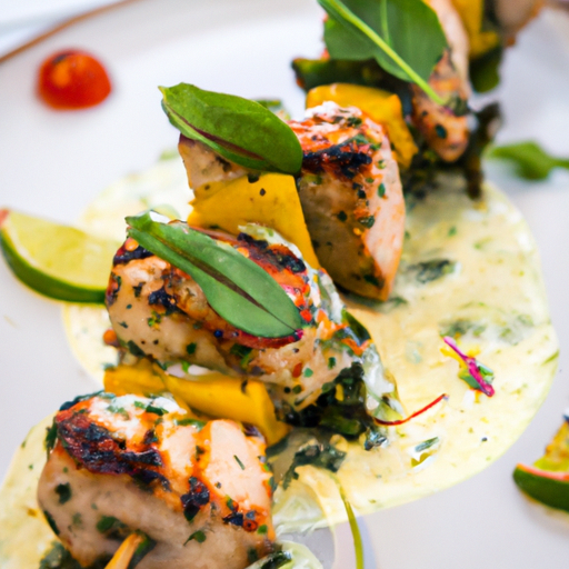 Brochettes de poulet mariné au lait de coco et citron vert