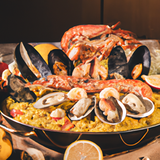 Paëlla des îles aux fruits de mer exotiques