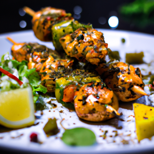 Brochettes de poulet mariné au sésame et à la menthe fraîche
