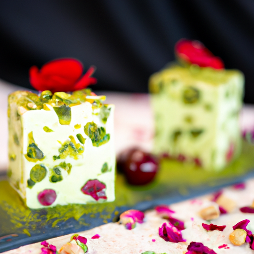 Carrés fondants à la pistache et aux cerises