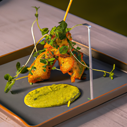 Brochettes de poulet croustillant aux amandes et sauce au curry