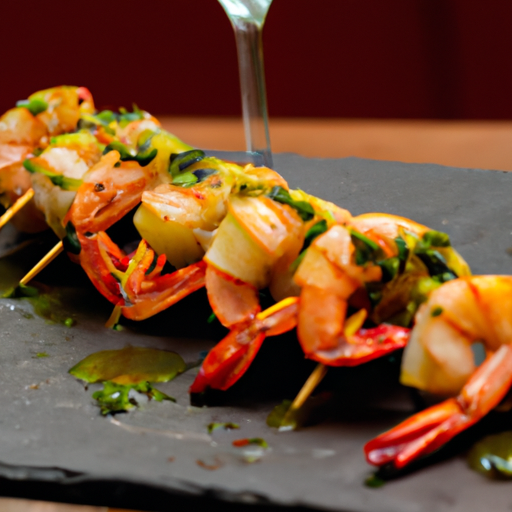 Brochettes de gambas au citron vert et à la coriandre