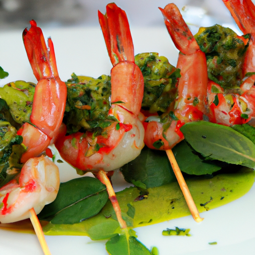 Brochettes de crevettes à la menthe et au citron vert