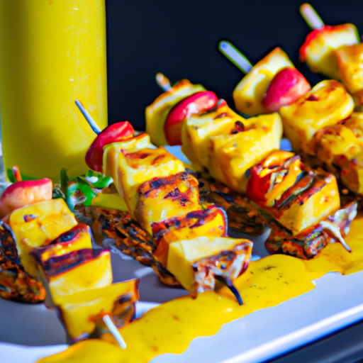 Brochettes de poulet tandoori et ananas caramélisé