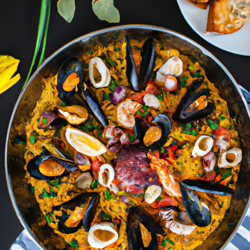 Paëlla croustillante aux fruits de mer et chorizo