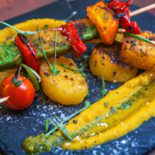 Brochettes de polenta grillée aux légumes méditerranéens