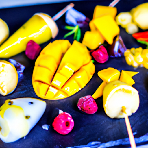 Sucettes glacées multicolores aux fruits exotiques