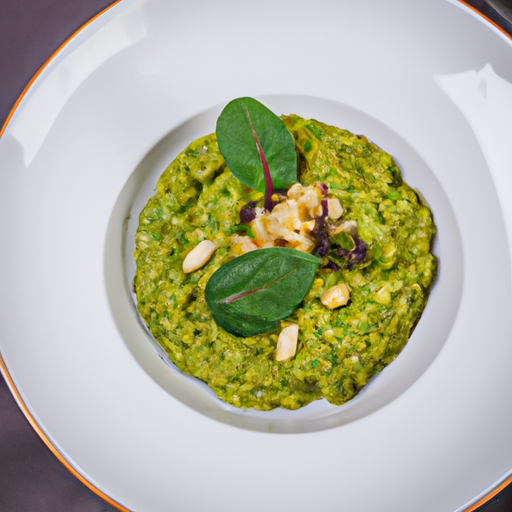 Risotto au pesto de roquette et noisettes