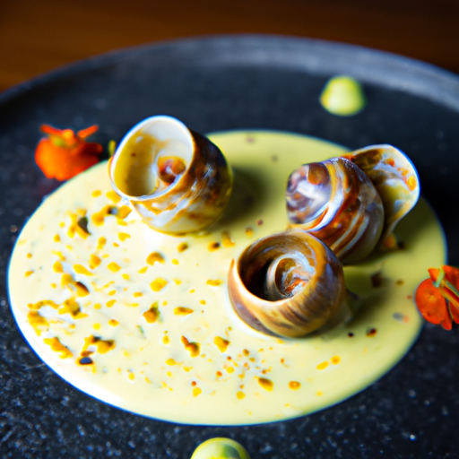 Escargots croustillants à la pistache et sauce à l'orange