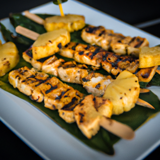 Brochettes de poulet teriyaki et ananas grillé