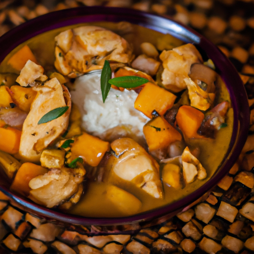 Cassolette de poulet au curry et lait de coco