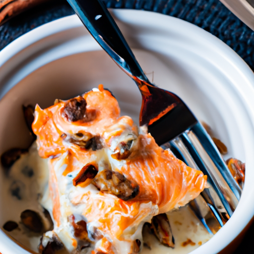 Cassolette de saumon à la vanille et aux noix de pécan
