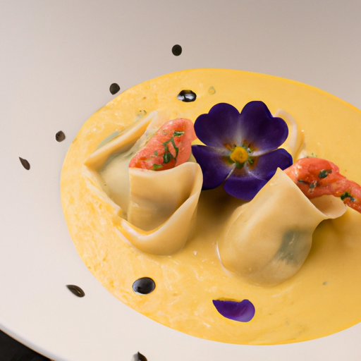 Ravioles de crevettes à la crème de safran