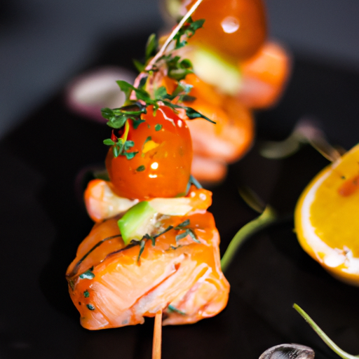 Brochettes de saumon mariné aux agrumes