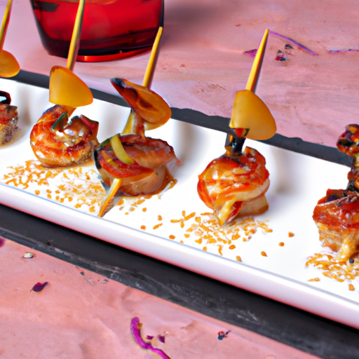 Brochettes de crevettes caramélisées au sésame