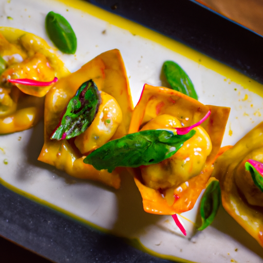 Raviolis croustillants aux crevettes et à la mangue