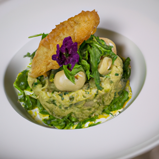 Risotto aux artichauts croustillants et pesto de roquette