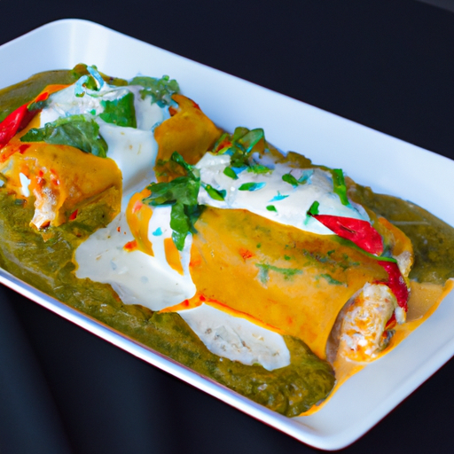 Enchiladas au poulet épicé et salsa verde