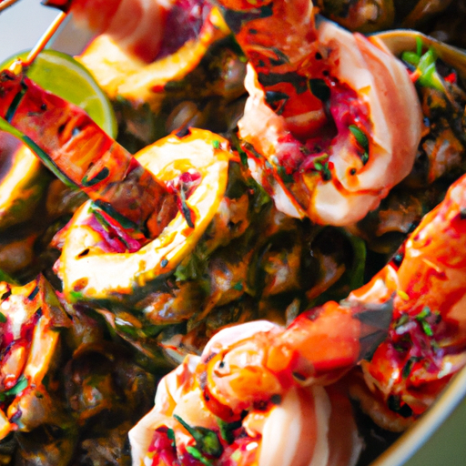 Brochettes de crevettes chili-lime et ananas grillé