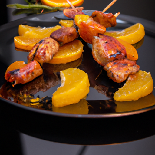 Brochettes de poulet miel et abricots grillés