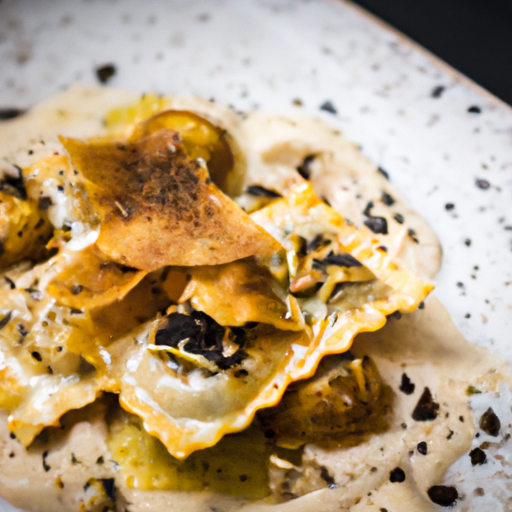 Raviolis croustillants aux champignons des bois et à la truffe