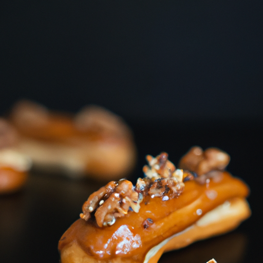 Éclairs au caramel beurre salé et noix de pécan