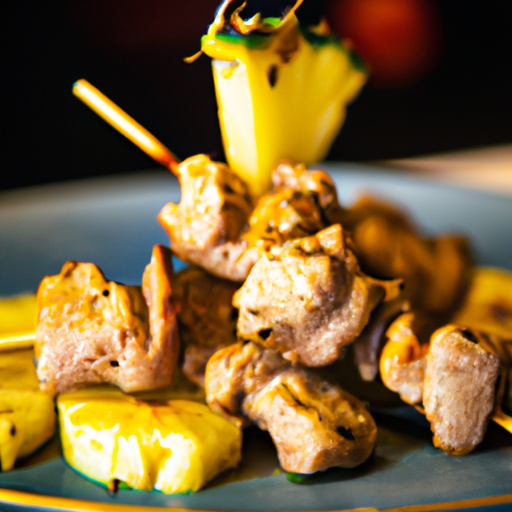 Brochettes de porc glacées à l'ananas et au curry