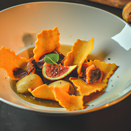 Raviolis croustillants au canard confit et aux figues