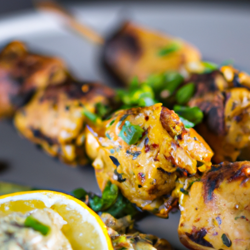 Brochettes de poulet au beurre de cacahuètes et sauce pimentée