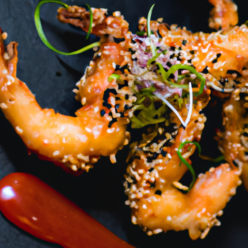 Crevettes croustillantes au sésame et à la sauce piquante
