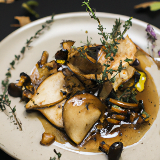 Poêlée de champignons sauvages au thym et noisettes