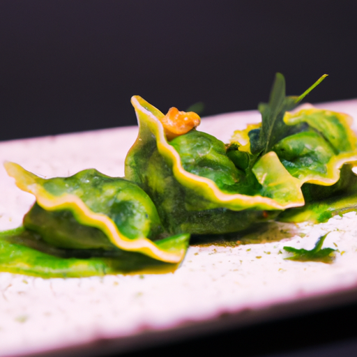 Raviolis croustillants au pesto de roquette