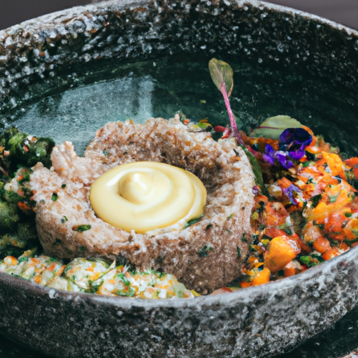 Bol de quinoa aux légumes rôtis et sauce crémeuse à l'avocat
