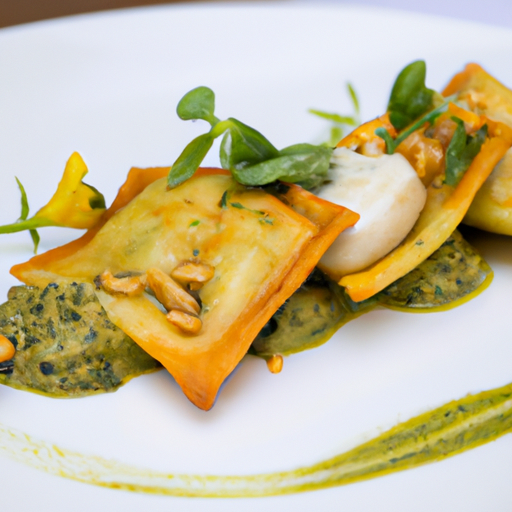 Raviolis croustillants au pesto de courgettes