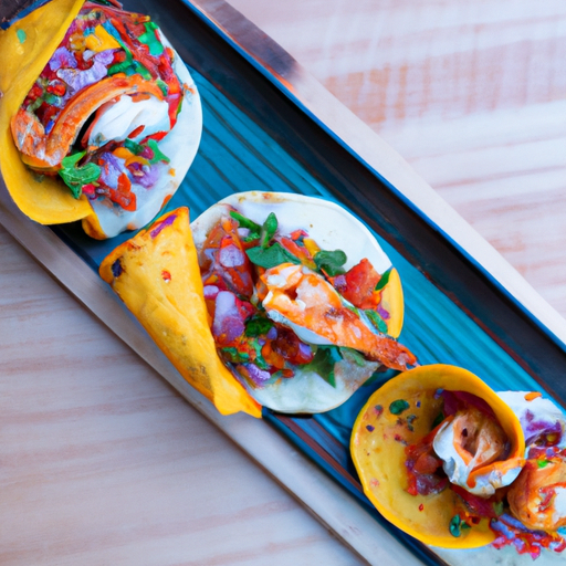 Tacos aux crevettes croustillantes et salsa de mangue