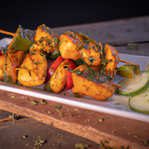 Brochettes de poulet mariné au miel et aux épices