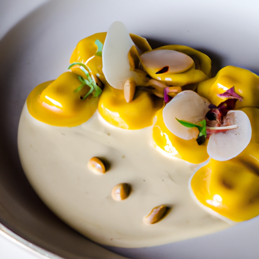 Raviolis de patate douce et crème de noix de cajou