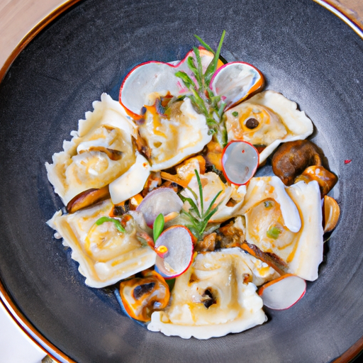 Ravioles gratinées aux champignons des bois