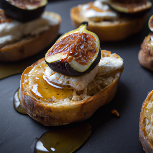 Crostini de figues rôties au miel et fromage de chèvre