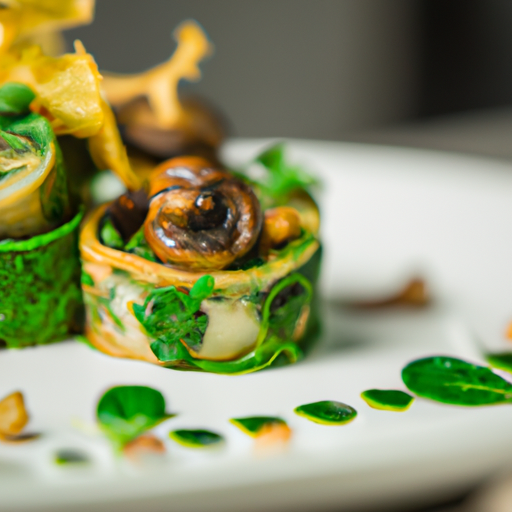 Roulés de polenta aux champignons sauvages et pesto de roquette