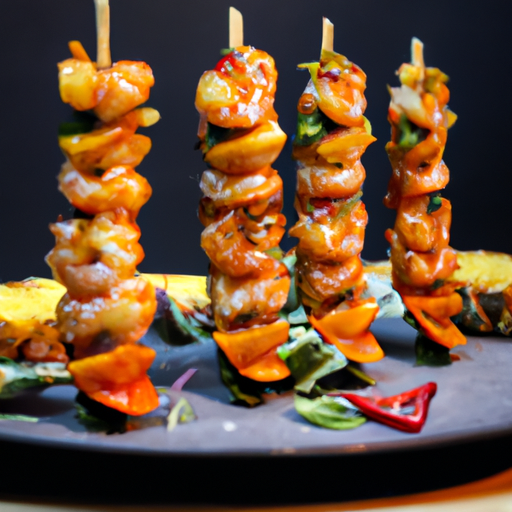 Brochettes de crevettes à la sauce piment-mangue