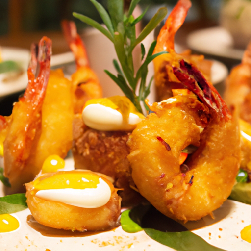 Bouchées croustillantes aux crevettes épicées et à la mangue