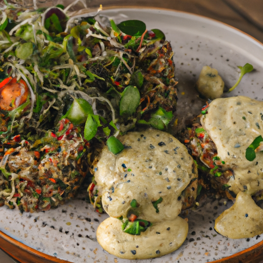 Boulettes de quinoa aux légumes grillés et sauce au yaourt aux herbes fraîches