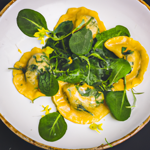 Raviolis frits au pesto de roquette