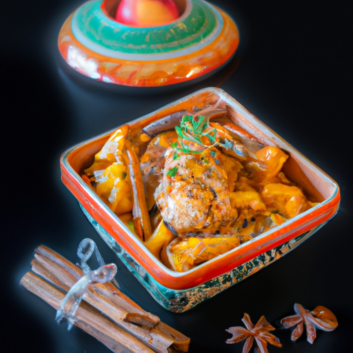 Tajine de poulet aux abricots et aux amandes